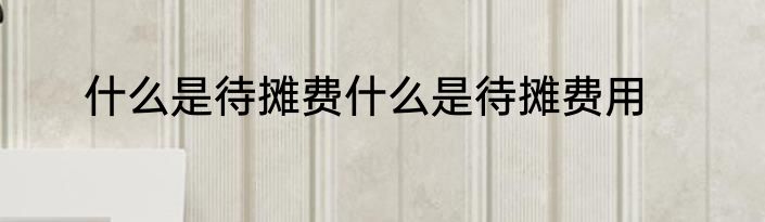 什么是待摊费什么是待摊费用