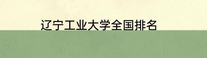 辽宁工业大学全国排名
