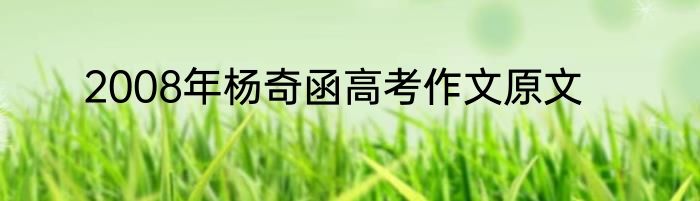 2008年杨奇函高考作文原文