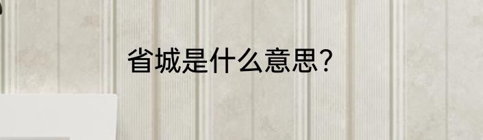 省城是什么意思?