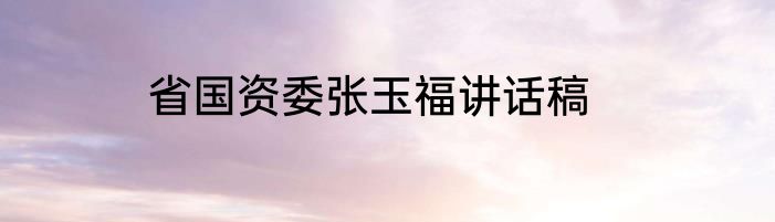 省国资委张玉福讲话稿