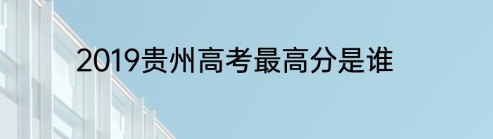 2019贵州高考最高分是谁