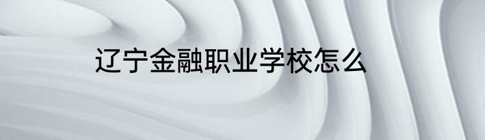 辽宁金融职业学校怎么
