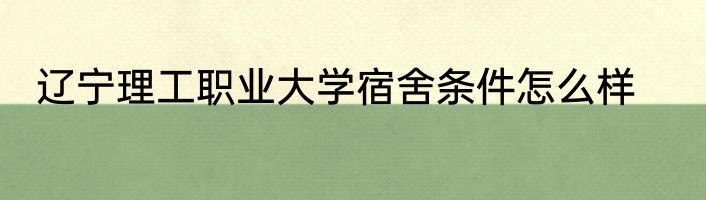 辽宁理工职业大学宿舍条件怎么样