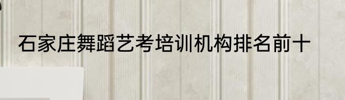 石家庄舞蹈艺考培训机构排名前十