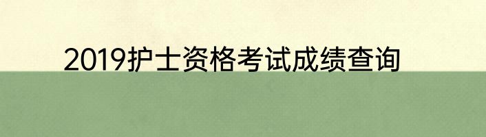 2019护士资格考试成绩查询