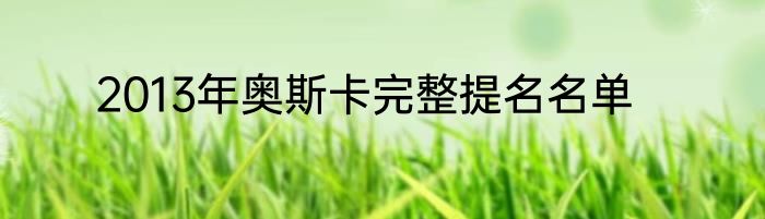 2013年奥斯卡完整提名名单