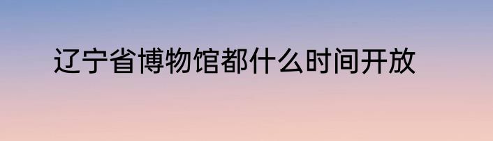 辽宁省博物馆都什么时间开放