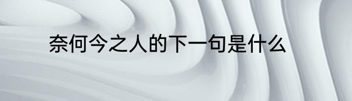 奈何今之人的下一句是什么