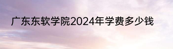 广东东软学院2024年学费多少钱