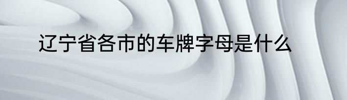 辽宁省各市的车牌字母是什么