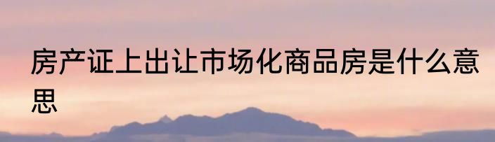房产证上出让市场化商品房是什么意思