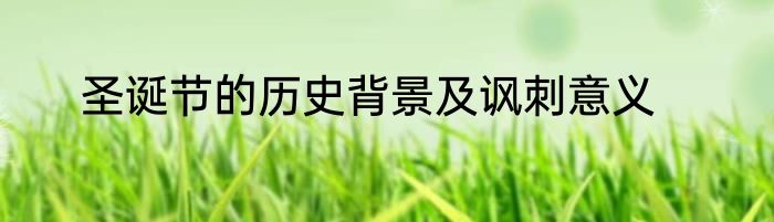 圣诞节的历史背景及讽刺意义