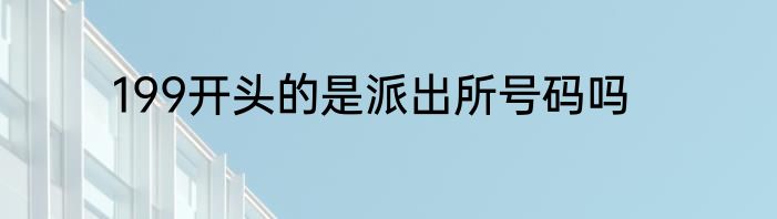 199开头的是派出所号码吗