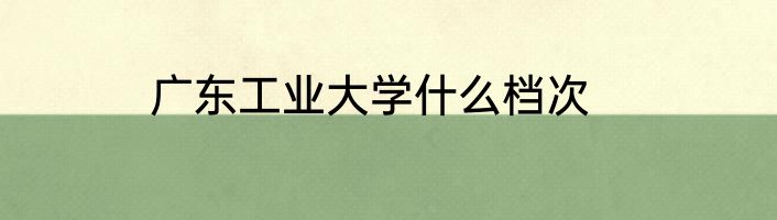 广东工业大学什么档次
