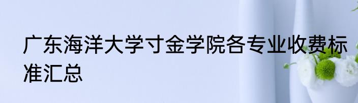 广东海洋大学寸金学院各专业收费标准汇总