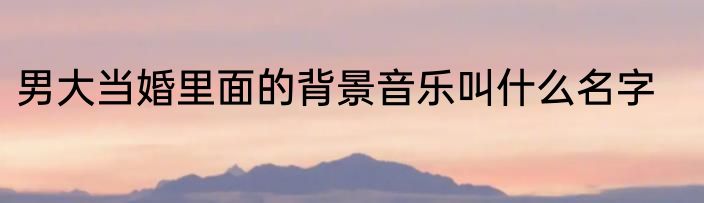 男大当婚里面的背景音乐叫什么名字