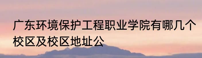 广东环境保护工程职业学院有哪几个校区及校区地址公
