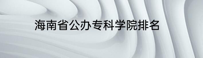 海南省公办专科学院排名