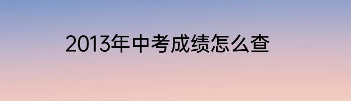 2013年中考成绩怎么查