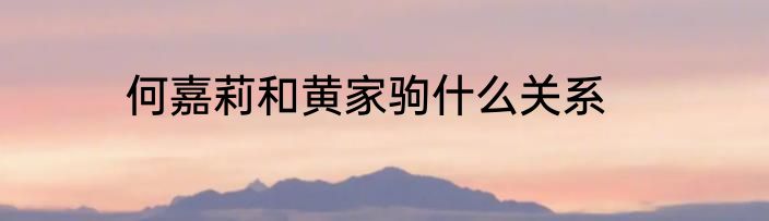 何嘉莉和黄家驹什么关系