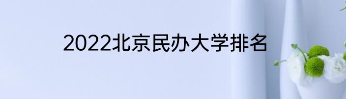 2022北京民办大学排名