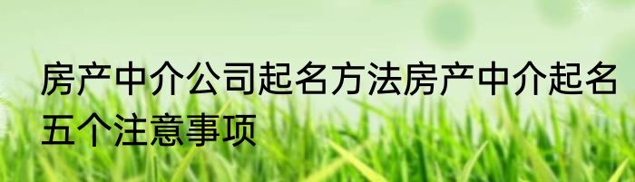 房产中介公司起名方法房产中介起名五个注意事项