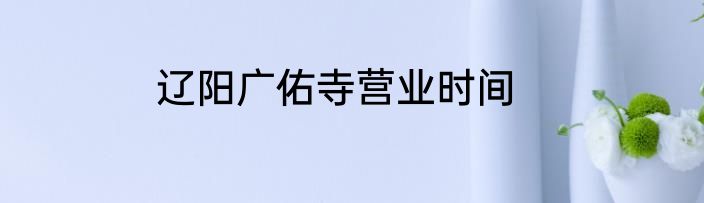辽阳广佑寺营业时间