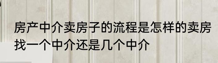 房产中介卖房子的流程是怎样的卖房找一个中介还是几个中介