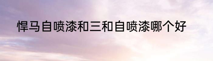 悍马自喷漆和三和自喷漆哪个好