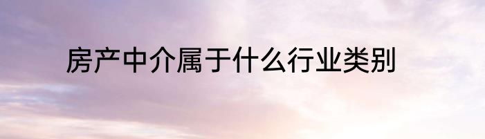 房产中介属于什么行业类别