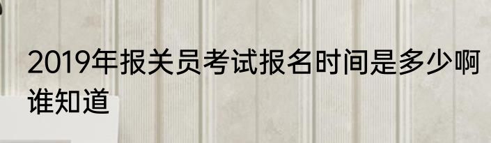 2019年报关员考试报名时间是多少啊谁知道