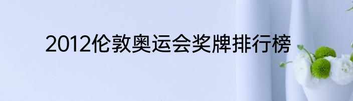 2012伦敦奥运会奖牌排行榜