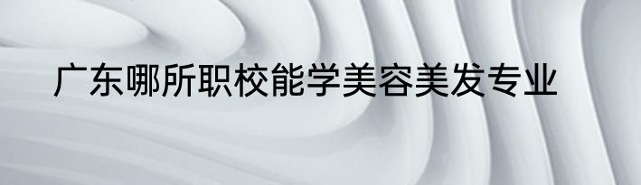 广东哪所职校能学美容美发专业