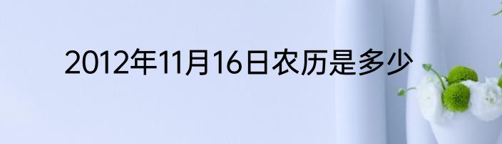 2012年11月16日农历是多少