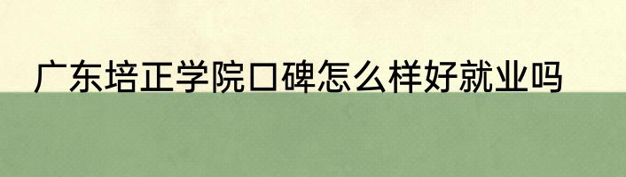 广东培正学院口碑怎么样好就业吗