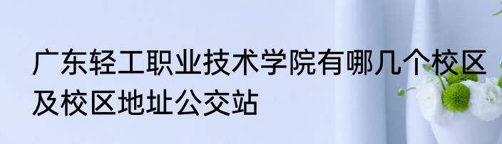 广东轻工职业技术学院有哪几个校区及校区地址公交站