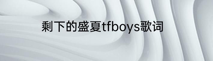 剩下的盛夏tfboys歌词
