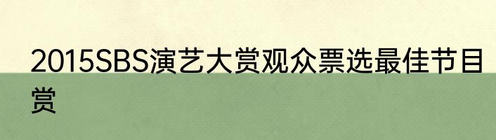 2015SBS演艺大赏观众票选最佳节目赏