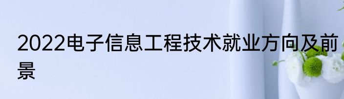 2022电子信息工程技术就业方向及前景
