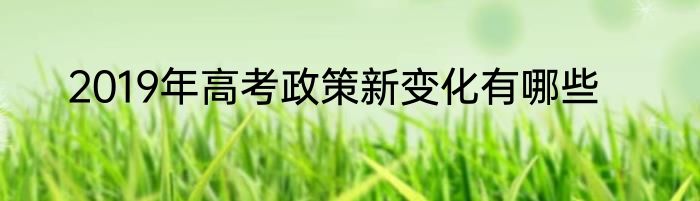 2019年高考政策新变化有哪些