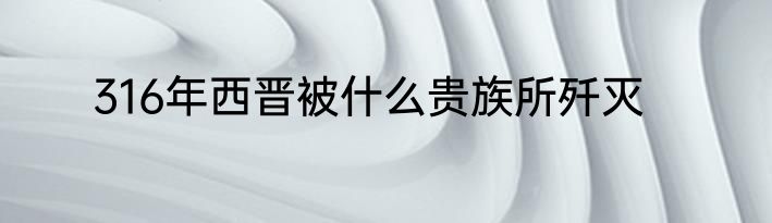 316年西晋被什么贵族所歼灭