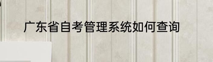广东省自考管理系统如何查询