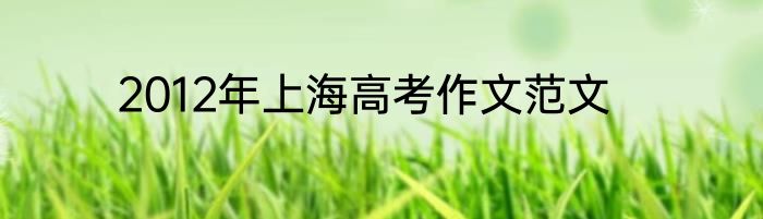 2012年上海高考作文范文