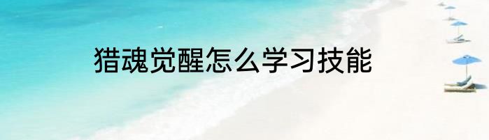 猎魂觉醒怎么学习技能