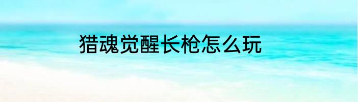 猎魂觉醒长枪怎么玩