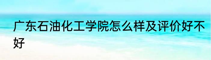 广东石油化工学院怎么样及评价好不好