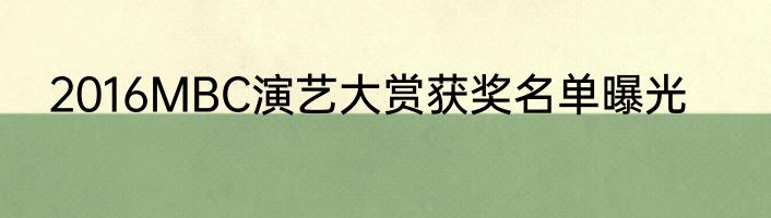 2016MBC演艺大赏获奖名单曝光