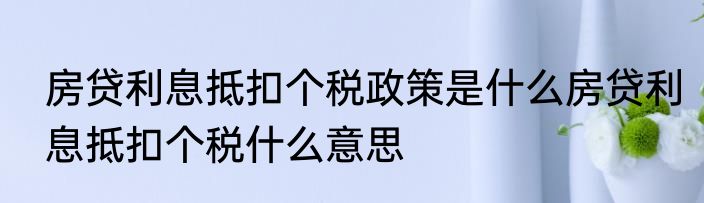 房贷利息抵扣个税政策是什么房贷利息抵扣个税什么意思