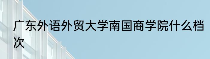 广东外语外贸大学南国商学院什么档次